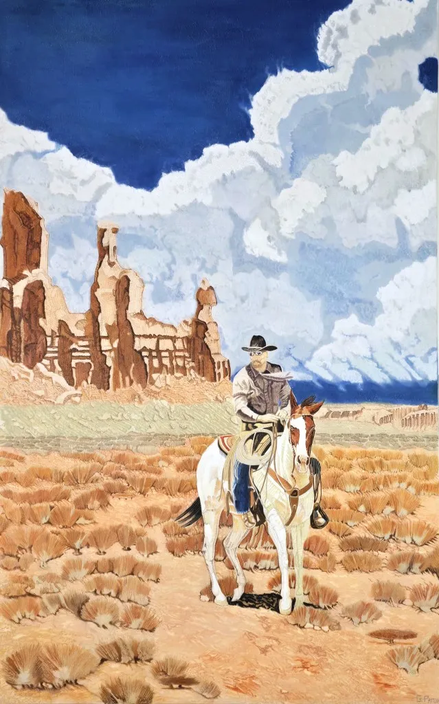 Cowboy riding through Monument Valley Navajo Nation