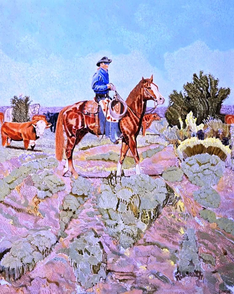 Prairie cowboys minding cattle.